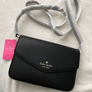 NEW Kate Spade Sadie Envelope Crossbody Leather Purse in Black
